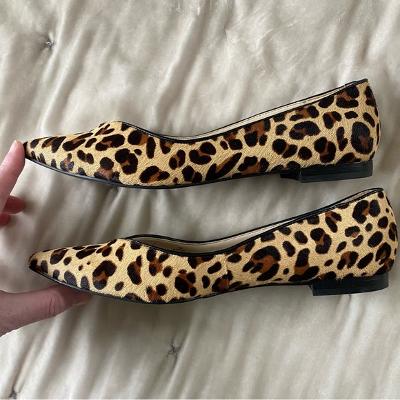 Marc Fisher Analialy calf hair leopard print pointed toe flat 7.5 - Picture 4 of 15
